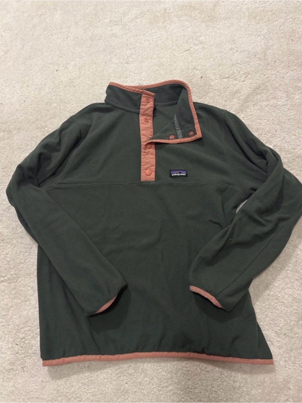 Patagonia Boys Large Dark Green Fleece Snap-T Pullover